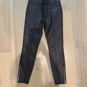 Dark brown Faux Leather Pants with Zipper Detail GREAT CONDITION
